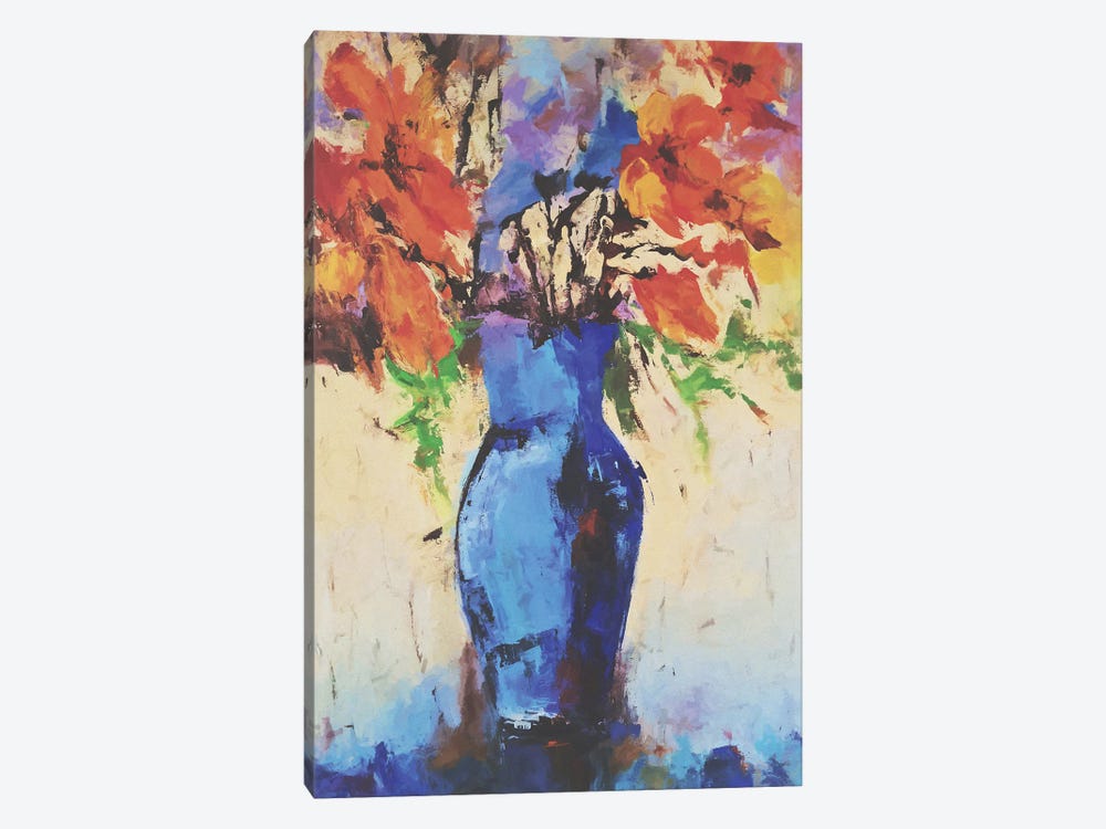 Blue Vase With Flowers by Angel Estevez 1-piece Canvas Print