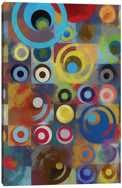 Circles And Squares Canvas Art Print - Squares with Concentric Circles Collection