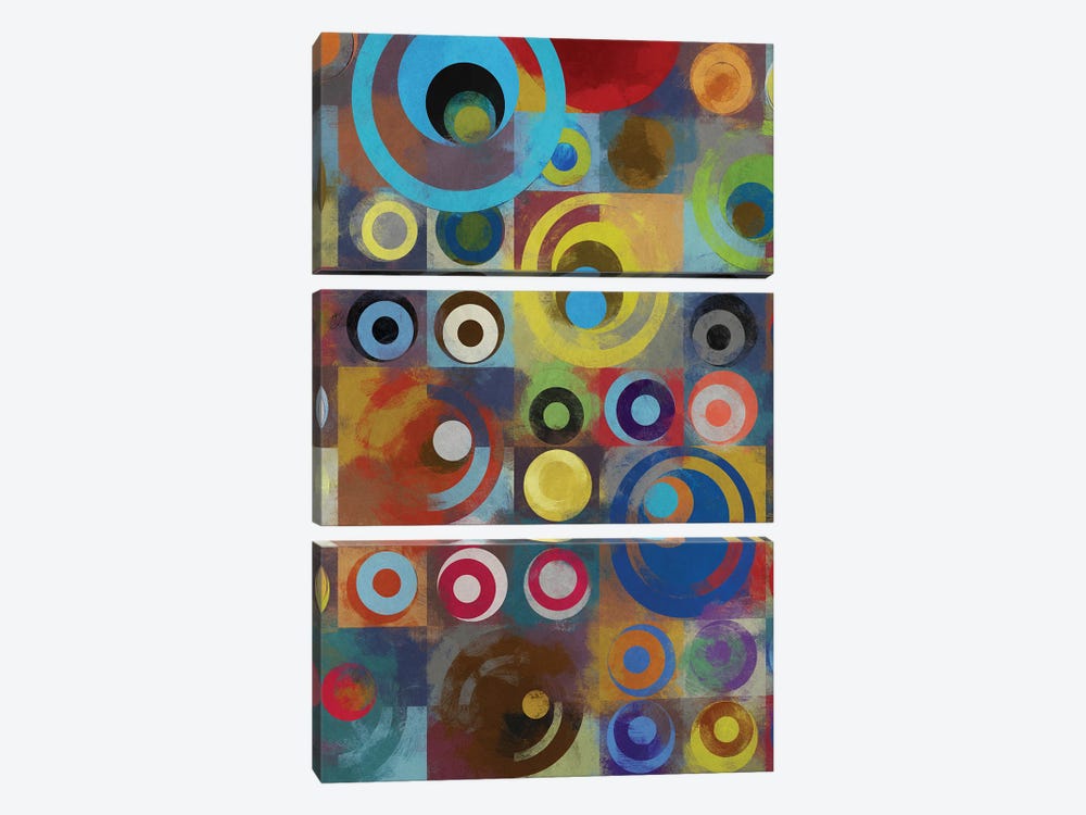 Circles And Squares by Angel Estevez 3-piece Canvas Print
