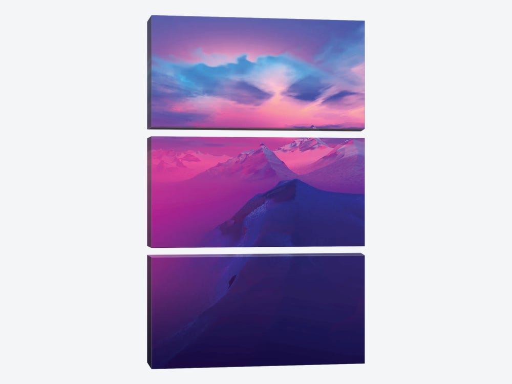 Sunset In The Mountains I by Angel Estevez 3-piece Canvas Wall Art