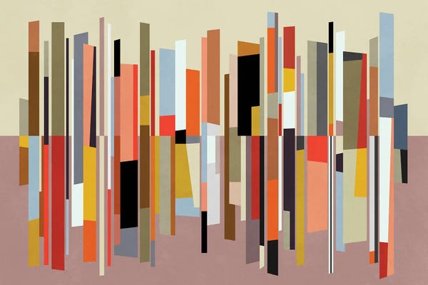 Large Modern Art - Canvas Prints: Colored Pieces VI by Angel Estevez