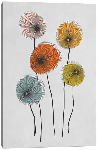 Colored Poppies Canvas Art Print - Minimalist Flowers