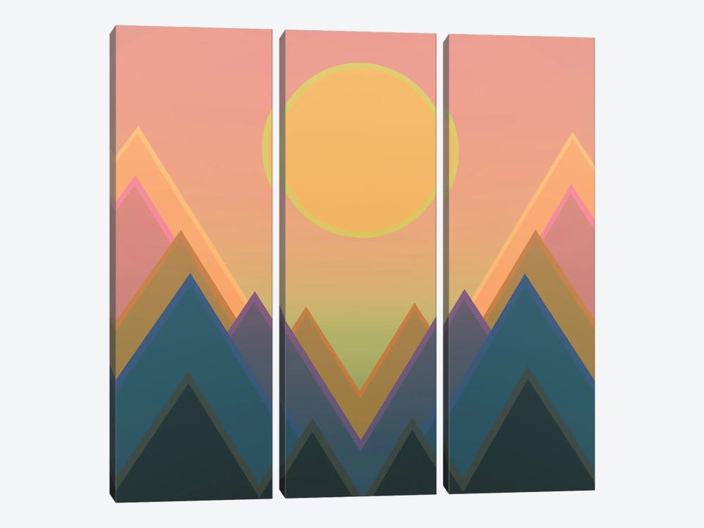 Sunset In The Mountains II by Angel Estevez 3-piece Canvas Print