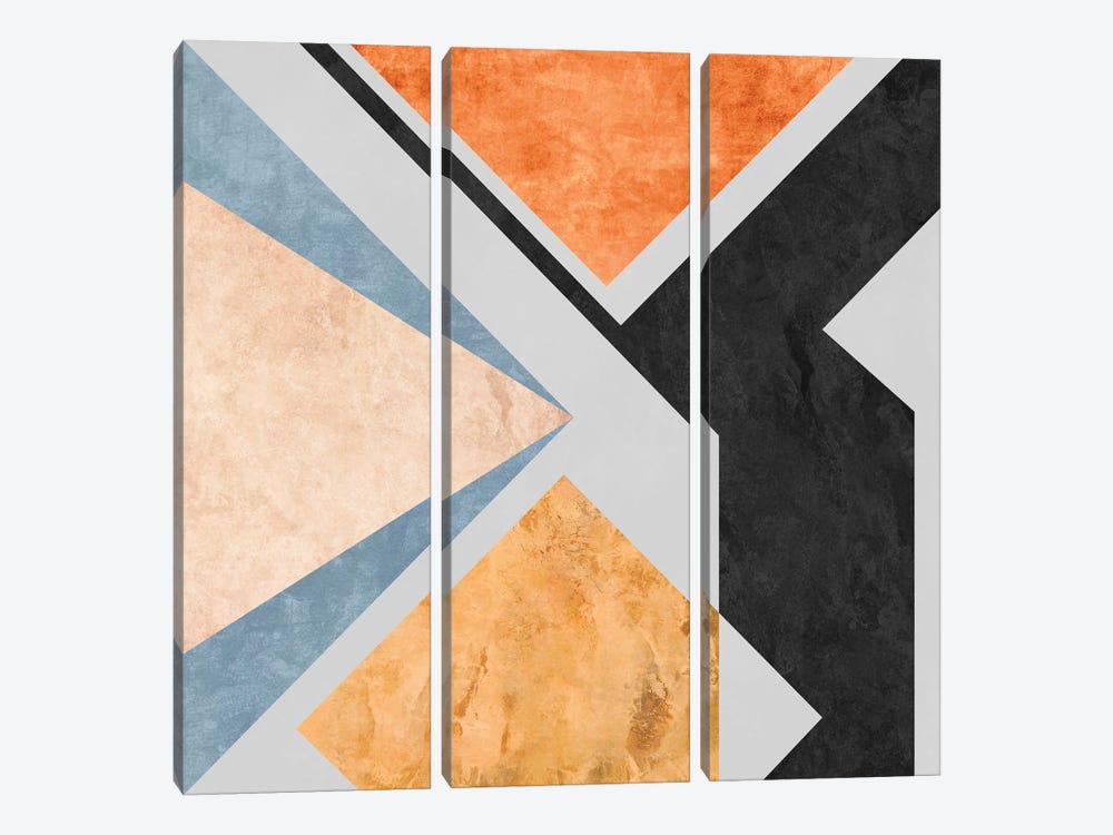 Geometric With Triangles by Angel Estevez 3-piece Canvas Art