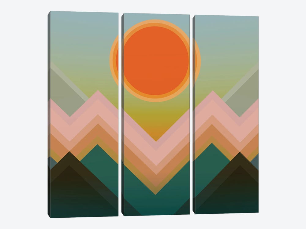 Sunset In The Mountains III by Angel Estevez 3-piece Canvas Wall Art