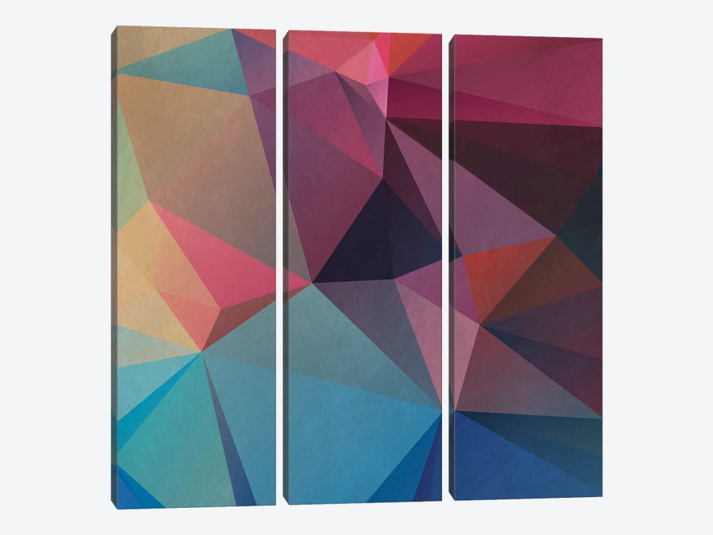 Interconnected Triangles X by Angel Estevez 3-piece Canvas Wall Art