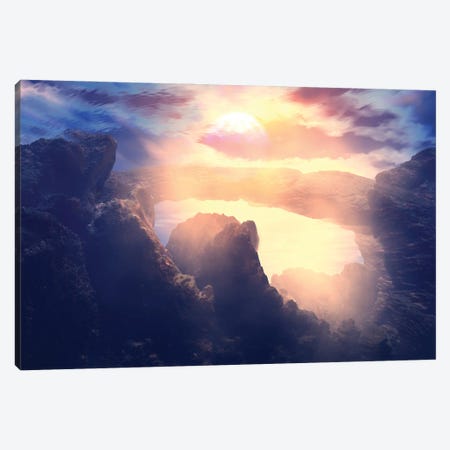 Sunset In The Rocks Canvas Print #AEZ55} by Angel Estevez Canvas Print