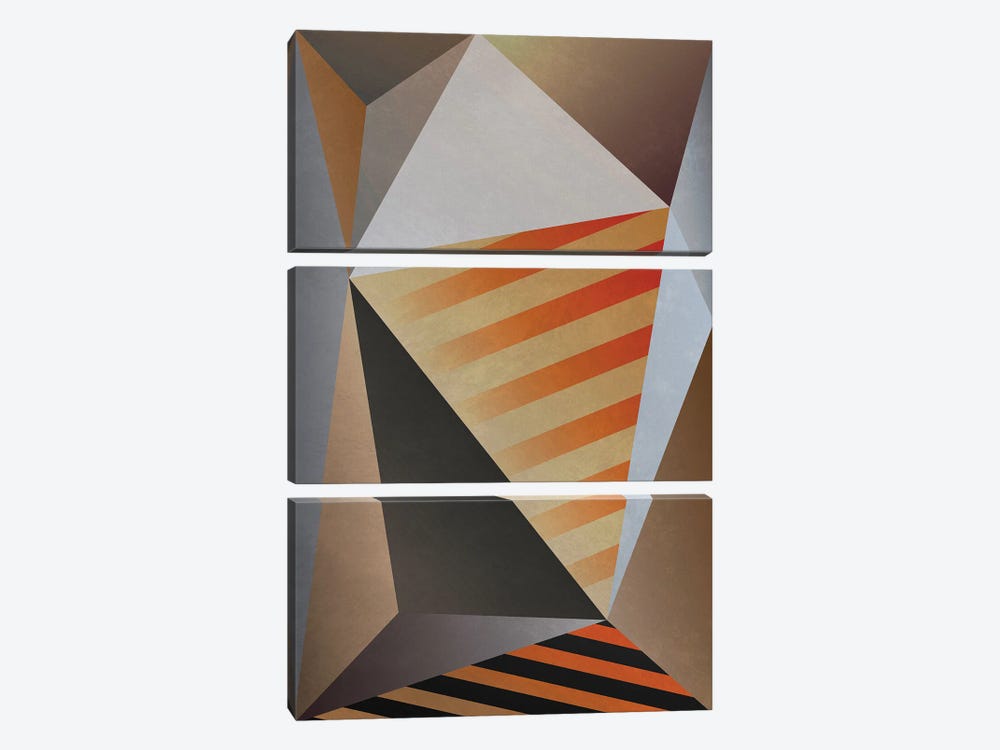 Interconnected Triangles XVII by Angel Estevez 3-piece Canvas Artwork