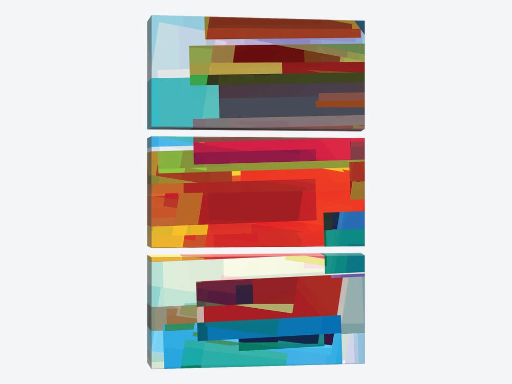Colored Rectangles by Angel Estevez 3-piece Canvas Artwork