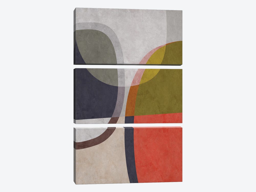 Rounded Shapes II by Angel Estevez 3-piece Canvas Print