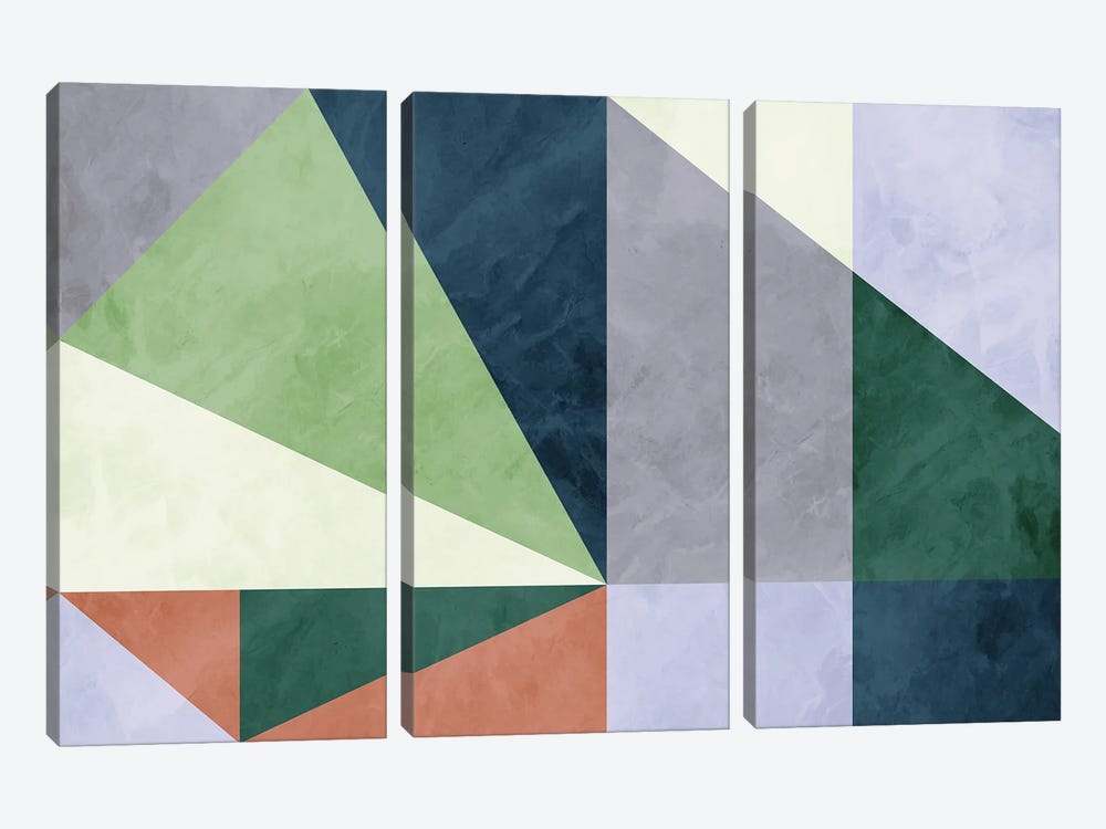 Geometric With Triangles VI by Angel Estevez 3-piece Canvas Print