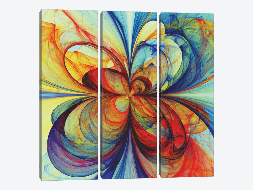 Multicolored Butterfly by Angel Estevez 3-piece Canvas Print