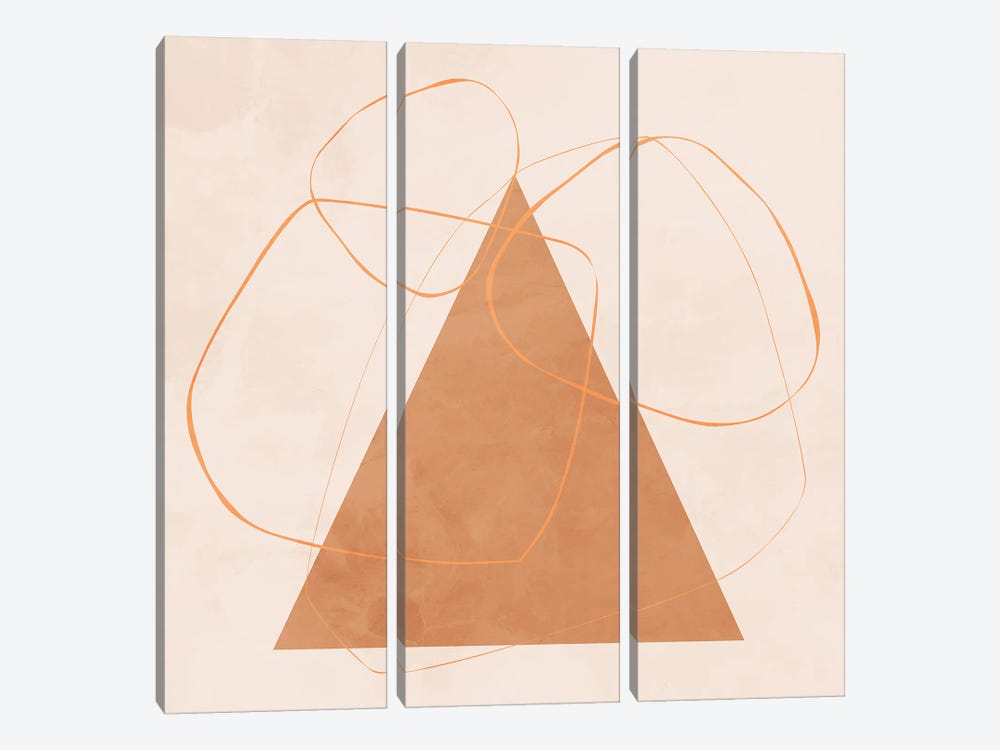 Minimal Orange Pyramid by Angel Estevez 3-piece Canvas Art