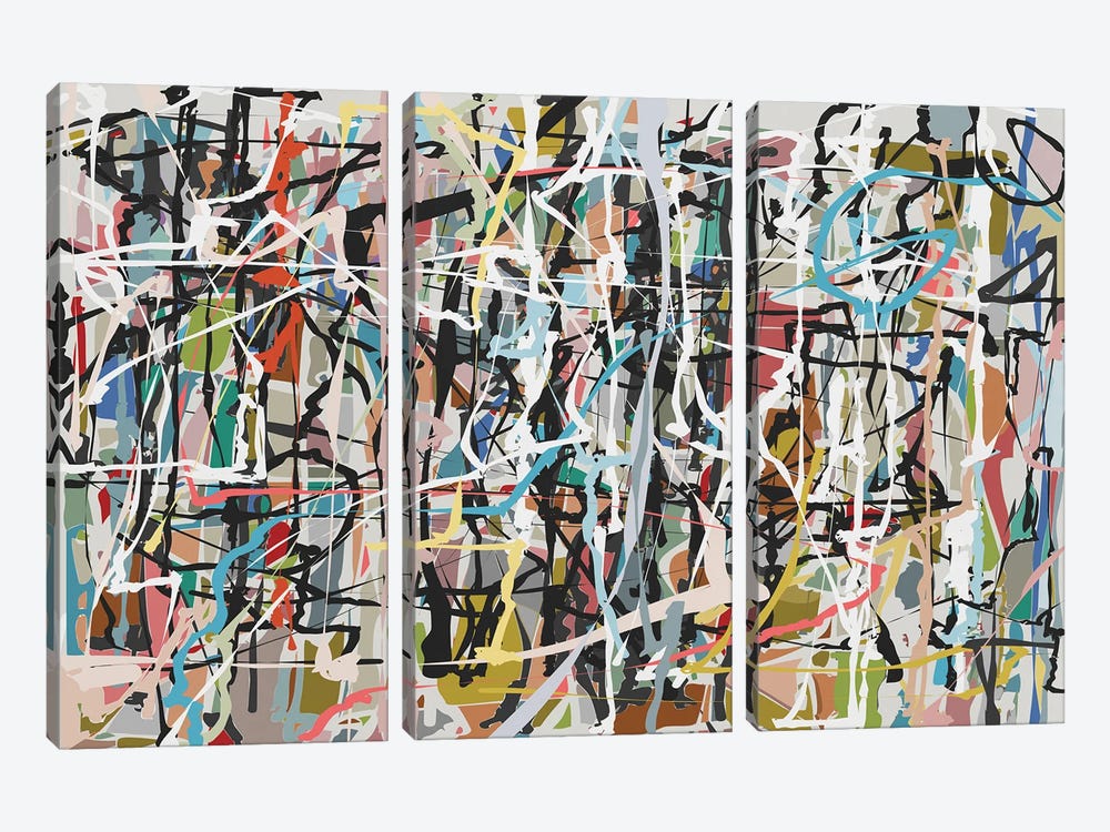Pollock Wink XVIII by Angel Estevez 3-piece Canvas Artwork