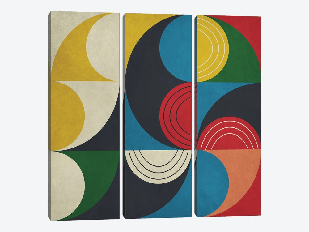 Geometric With Semi Circles VII by Angel Estevez 3-piece Art Print