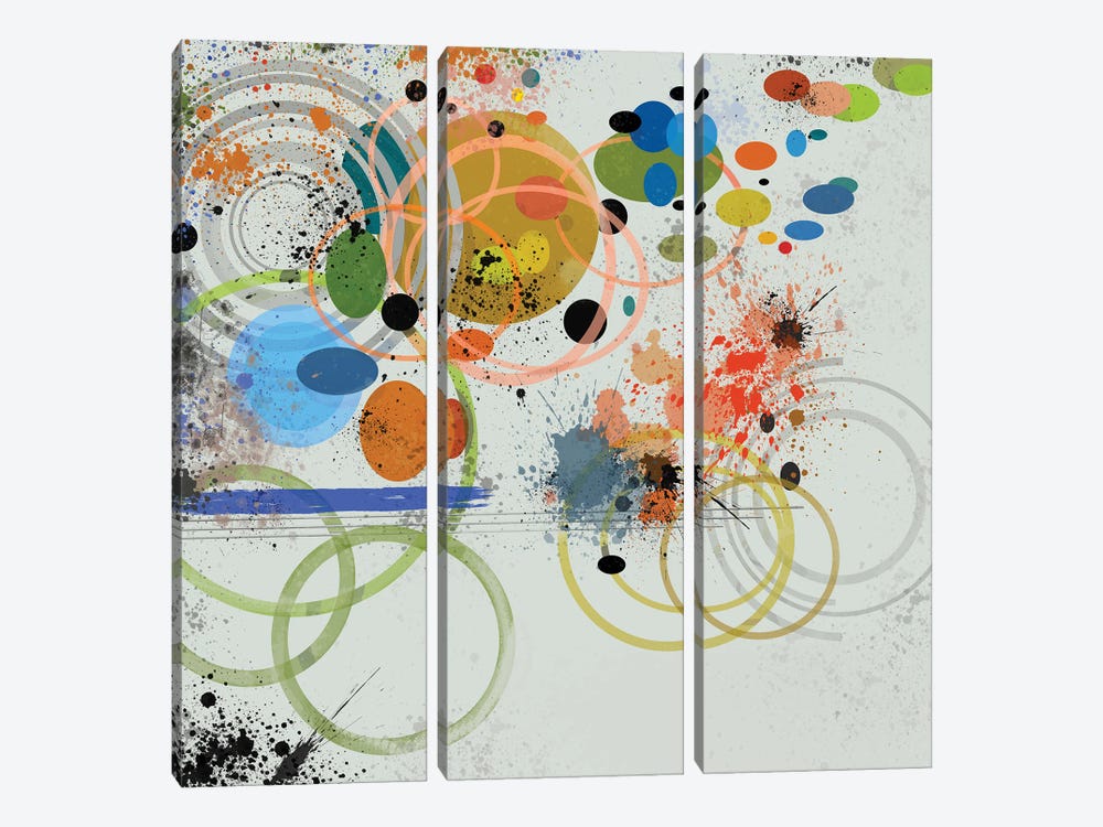 Circles And Splashes by Angel Estevez 3-piece Canvas Wall Art