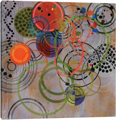 Circles On Circles Canvas Art Print - Squares with Concentric Circles Collection