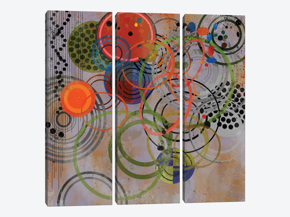 Circles On Circles by Angel Estevez 3-piece Canvas Print