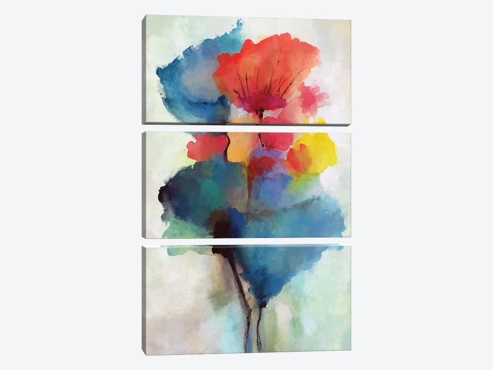 Colored Tulips by Angel Estevez 3-piece Canvas Art Print