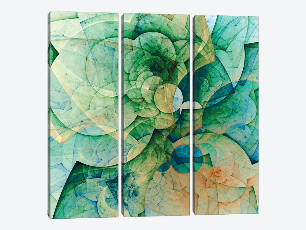Greenish And Transparent by Angel Estevez 3-piece Canvas Art
