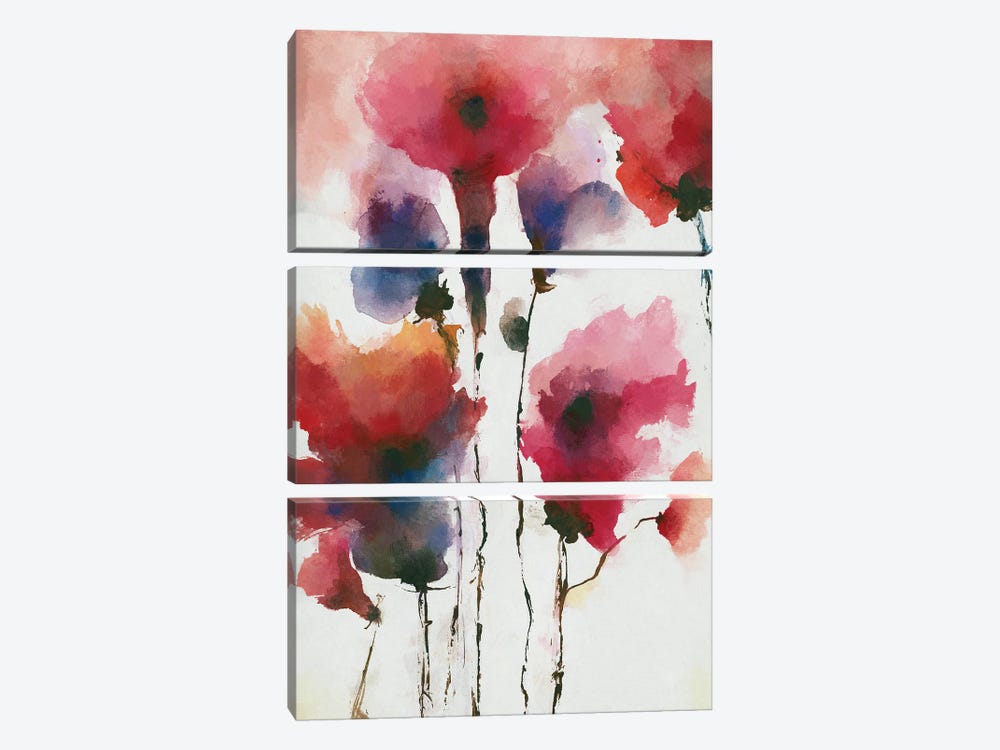 Red Flowers V by Angel Estevez 3-piece Canvas Art Print