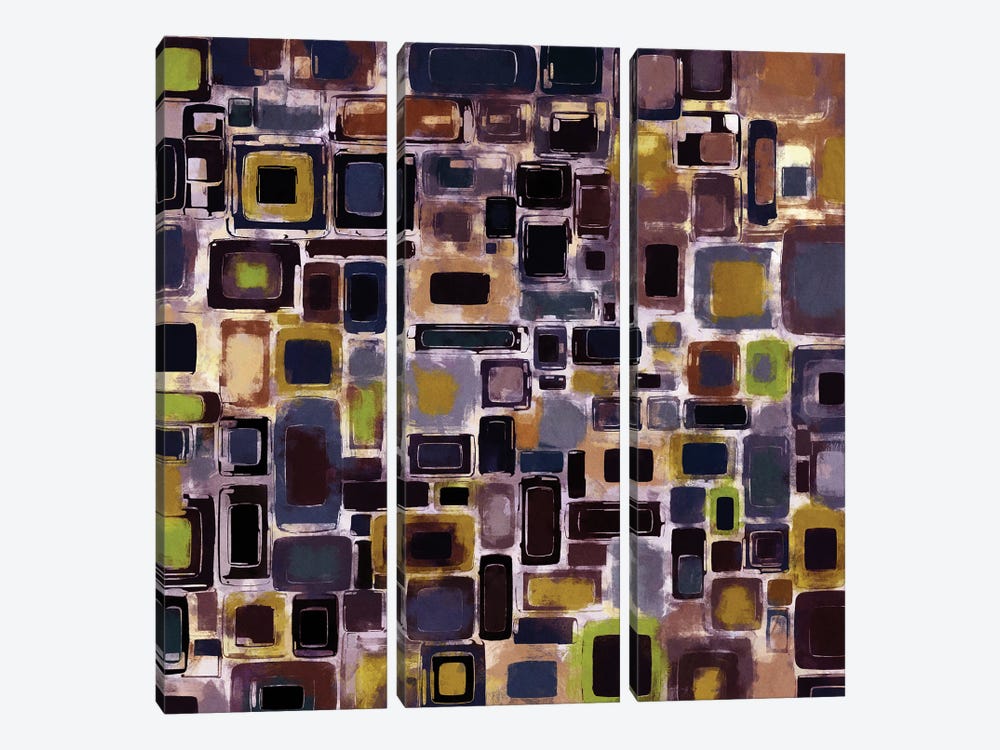 Squares And Rectangles by Angel Estevez 3-piece Canvas Wall Art