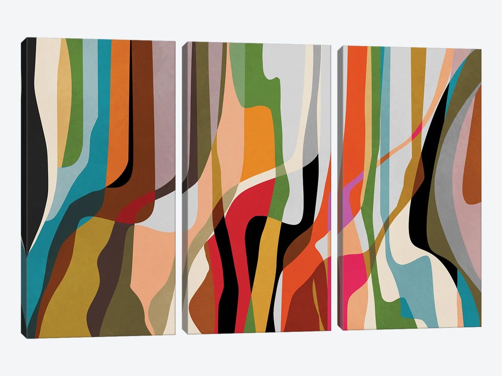 Winding Shapes II by Angel Estevez 3-piece Canvas Art Print