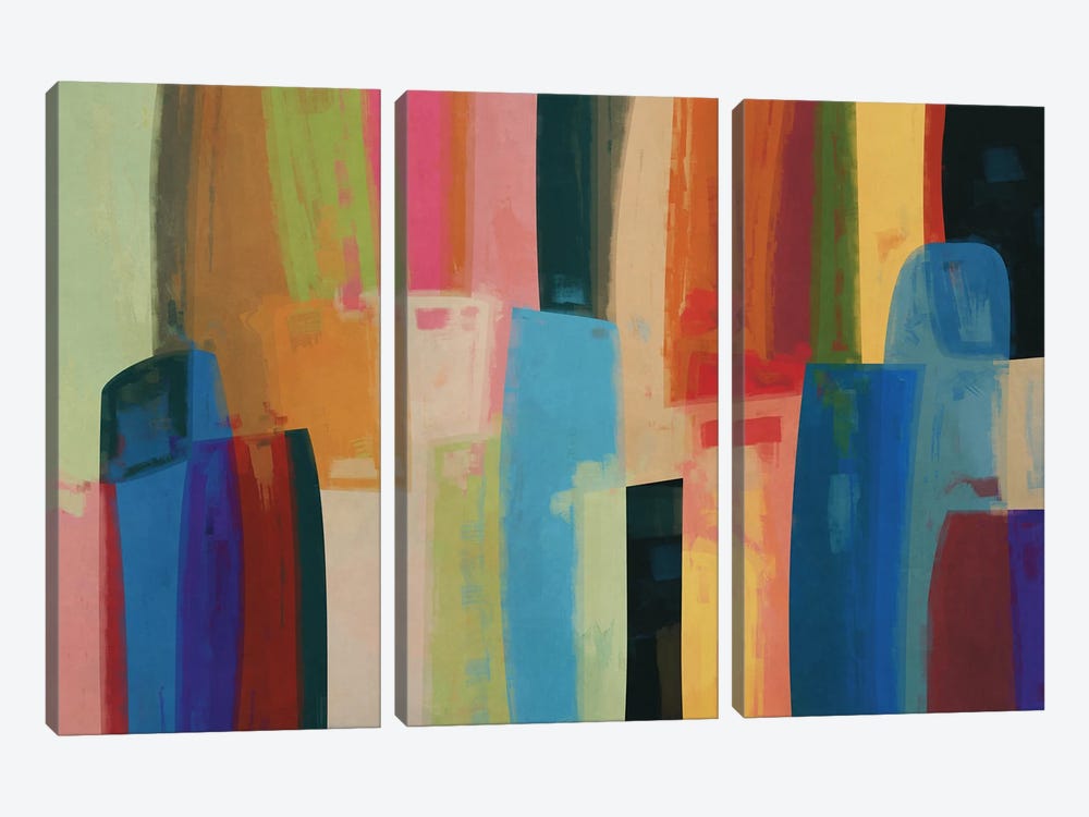 Colored Pieces XII by Angel Estevez 3-piece Canvas Print