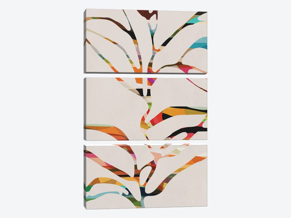 Colored Tree by Angel Estevez 3-piece Canvas Wall Art