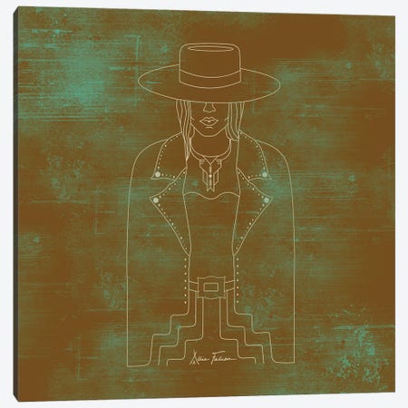 Lady Outlaw in Rust & Turquoise Canvas Print #AFC12} by Allie Falcon Canvas Print
