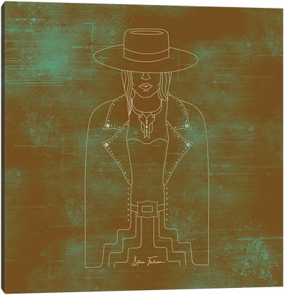 Lady Outlaw in Rust & Turquoise Canvas Art Print
