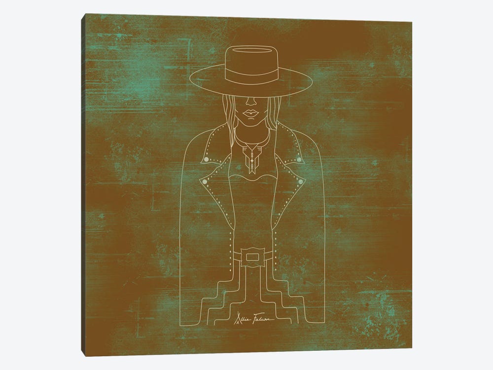 Lady Outlaw in Rust & Turquoise by Allie Falcon 1-piece Art Print