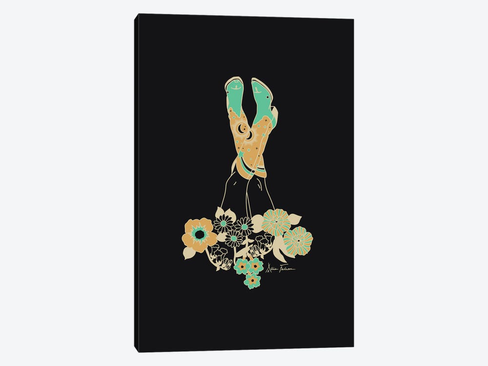 Love Stoned in Black & Turquoise by Allie Falcon 1-piece Canvas Artwork