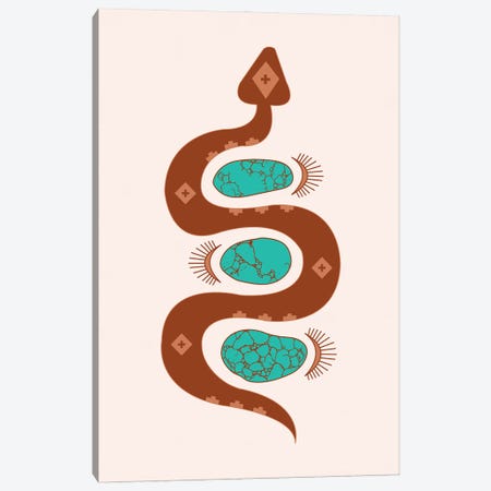 Southwestern Slither in Rust and Turquoise Canvas Print #AFC31} by Allie Falcon Canvas Art Print