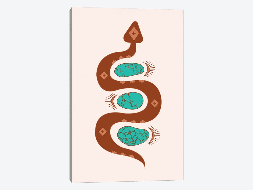 Southwestern Slither in Rust and Turquoise by Allie Falcon 1-piece Canvas Art