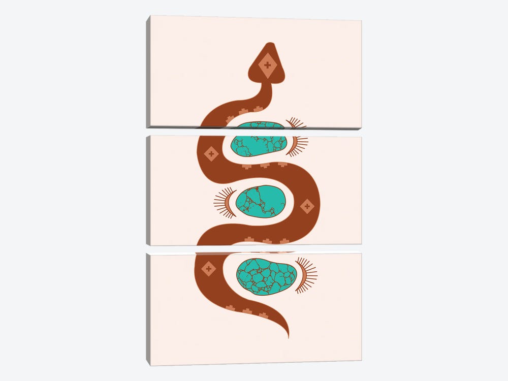 Southwestern Slither in Rust and Turquoise by Allie Falcon 3-piece Canvas Wall Art