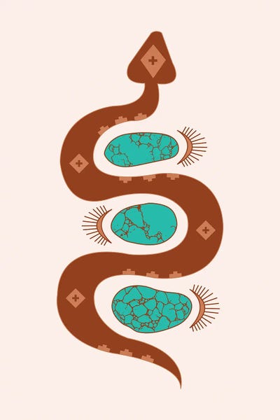 Snakes: Southwestern Slither in Rust and Turquoise by Allie Falcon