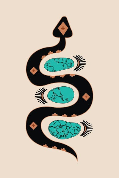 Snakes: Southwestern Slither in Black and Turquoise by Allie Falcon