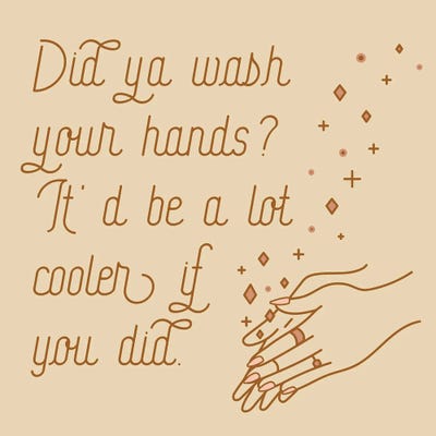 Wash Your Hands Mauve by Allie Falcon framed canvas print