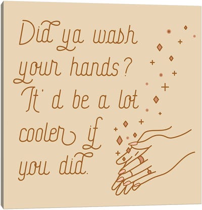 Wash Your Hands Mauve Canvas Art Print - Cream Art