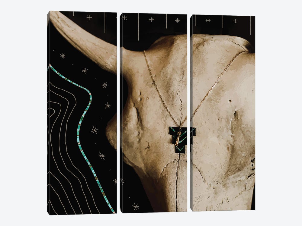 Buffalo Skull & Turquoise by Allie Falcon 3-piece Canvas Print