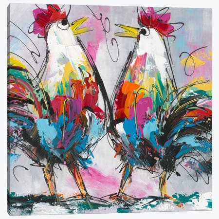 Let's Talk About Chicken Canvas Print #AFI14} by Art Fiore Canvas Artwork