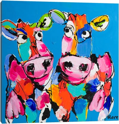 Colourful Art Cows Canvas Art Print