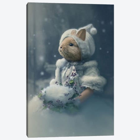 Bonnie The Snow Bunny Canvas Print #AFN15} by Animal Fancy Canvas Print