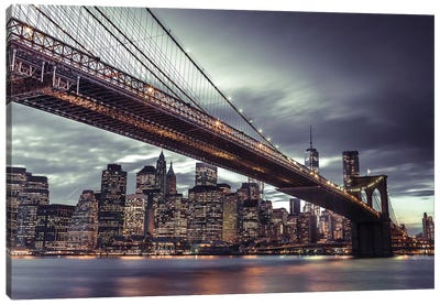 New York VII Canvas Art Print - Brooklyn Bridge