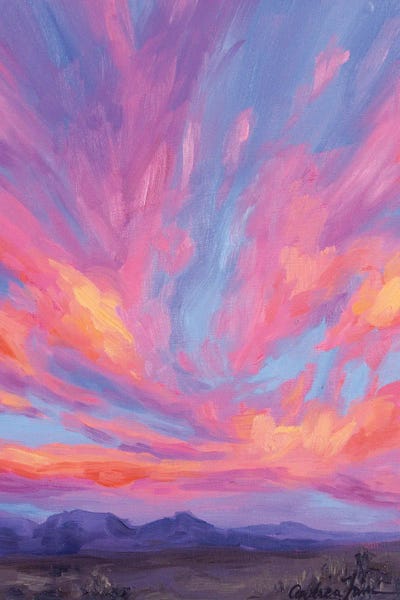 Distant Mountains Under Sherbet Skies