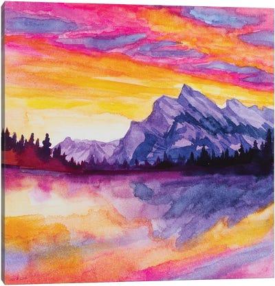 Glowy Lake At Sunset Canvas Art Print - Andrea Fairservice
