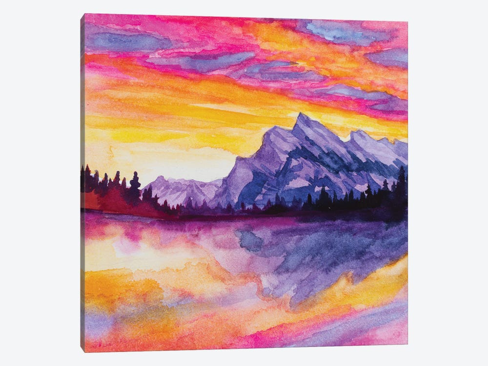Glowy Lake At Sunset by Andrea Fairservice 1-piece Canvas Artwork