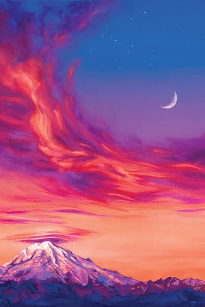 Gestural Skies: Lenticular Clouds Over Rainier At Dusk by Andrea Fairservice