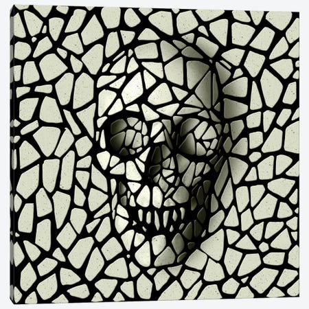 Mosaic Skull Mono Canvas Print #AGC125} by Ali Gulec Canvas Wall Art